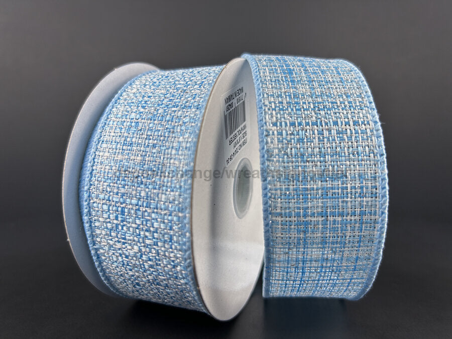 Light Blue White And Silver Metallic Tweed Ribbon 1.5’X10Y 72414-09-04