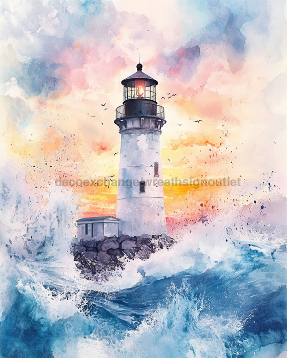 Light house Sign, DCO-13434, Sign For Wreath, 10x10" Metal Sign