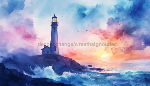 Light house Sign, DCO-13435, Sign For Wreath, 10x10" Metal Sign