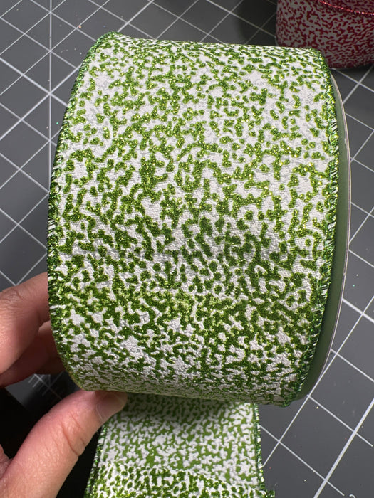 Lime Glt-Wht Confetti 2.5’’X10Y 72530-40-09 Ribbon