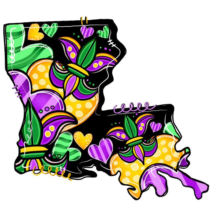 Louisiana Door Hanger Mardi Gras Wood Sign Decoe-W-512 22