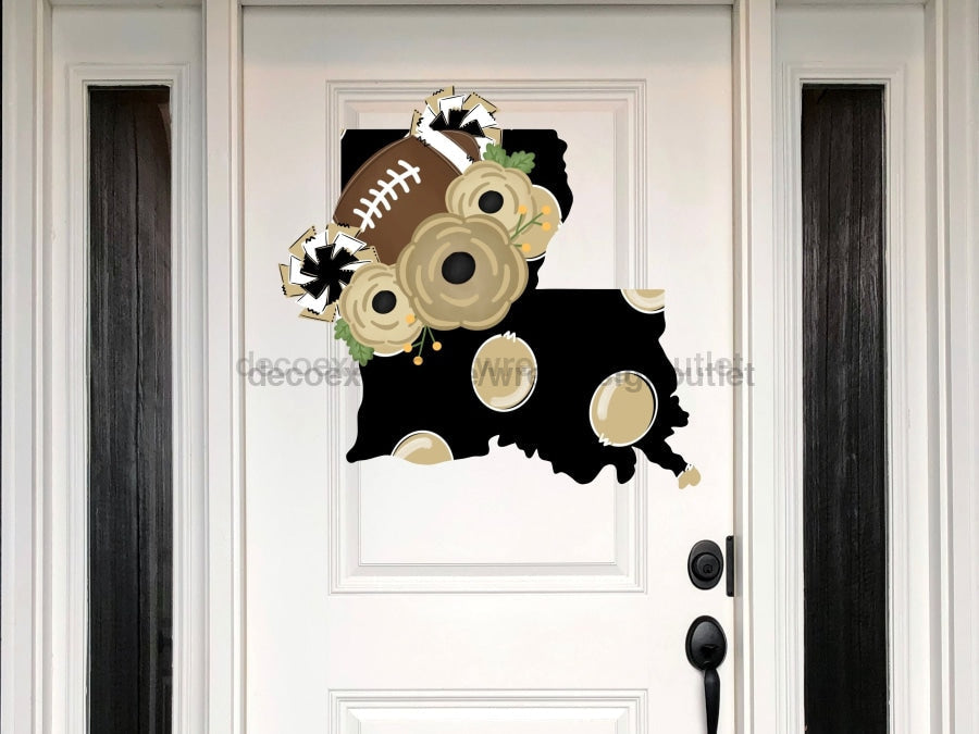 Louisiana Sign Football Black And Gold Wood Sign Door Hanger Decoe-W-168 22