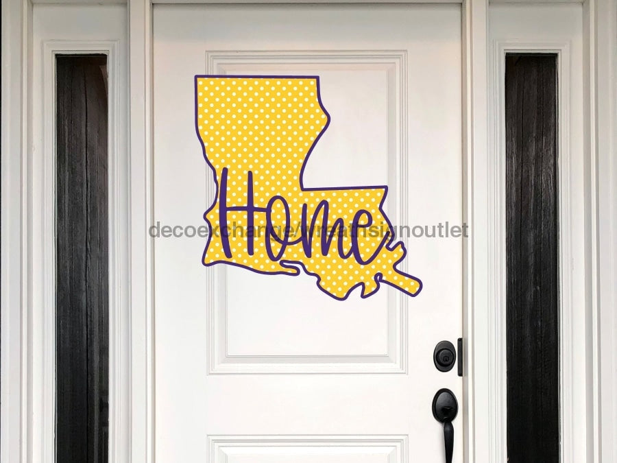 Louisiana Sign Football Purple And Yellow Wood Sign Door Hanger Decoe-W-113 22