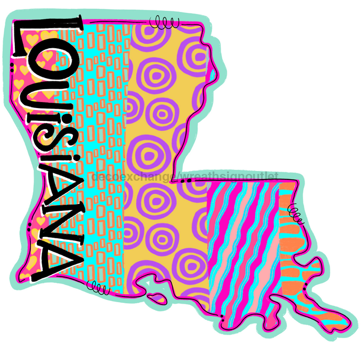 Louisiana Sign State Door Hanger Wood Sign Decoe-W-0143 22