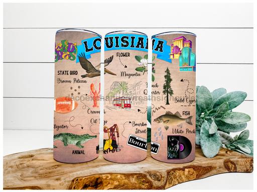 Louisiana Tumbler, Louisiana Map Tumbler, 20 oz Skinny Tumbler DECOETUMBLER-103 - DecoExchange