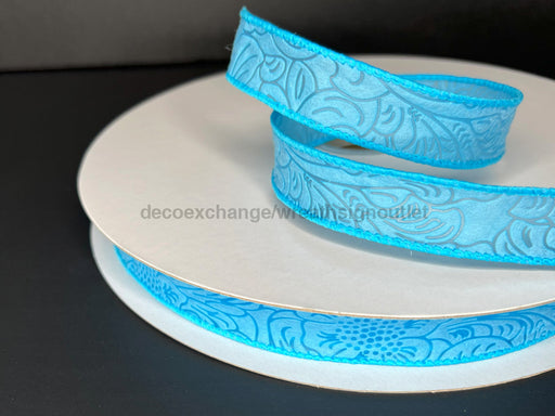 Lt Blue Flower Embossed 7/8’’X50Y 984205-04C Ribbon