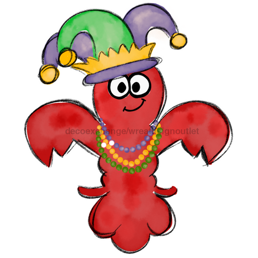 Mardi Gras Crawfish Door Hanger Cut Bow Holes Wood Sign Decoe-W-903443 22