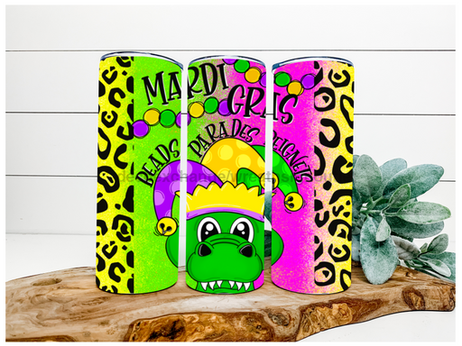 Mardi Gras Gator 20 oz Skinny Tumbler - DecoExchange