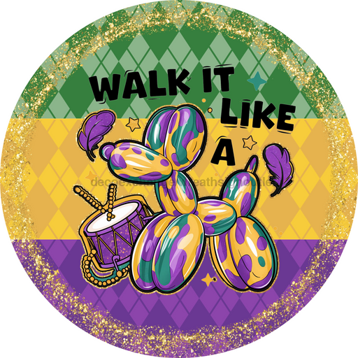 Mardi Gras Sign, DCO-13145-VINYL, Sign For Wreath, 10" Vinyl Round