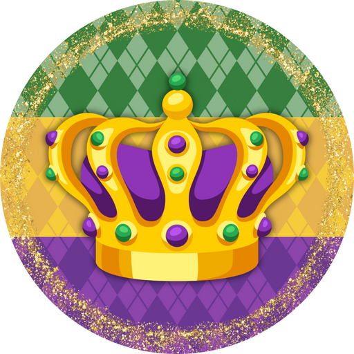 Mardi Gras Sign, DCO-13146-VINYL, Sign For Wreath, 10" Vinyl Round