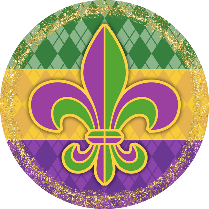 Mardi Gras Sign, DCO-13148-VINYL, Sign For Wreath, 10" Vinyl Round