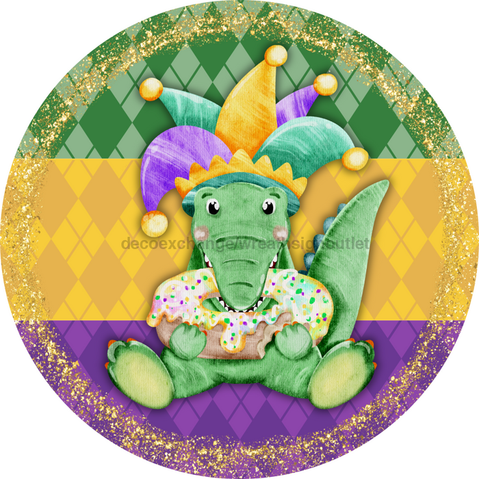 Mardi Gras Sign, DCO-13149-VINYL, Sign For Wreath, 10" Vinyl Round