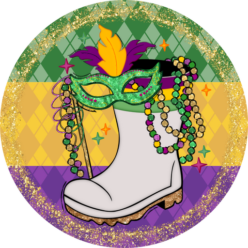 Mardi Gras Sign, DCO-13152-VINYL, Sign For Wreath, 10" Vinyl Round