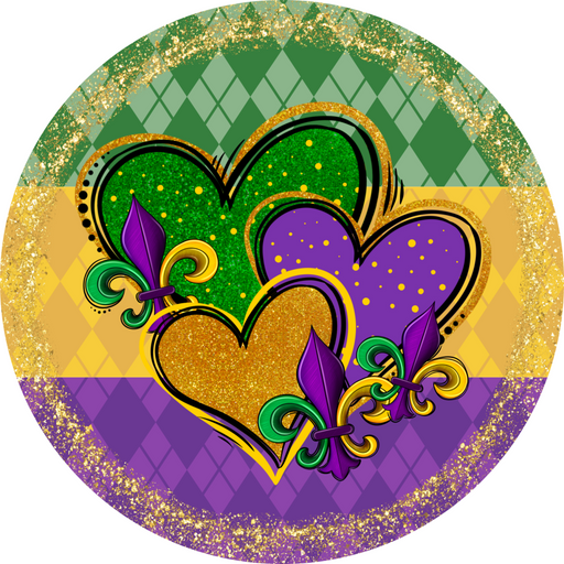 Mardi Gras Sign, DCO-13153-VINYL, Sign For Wreath, 10" Vinyl Round