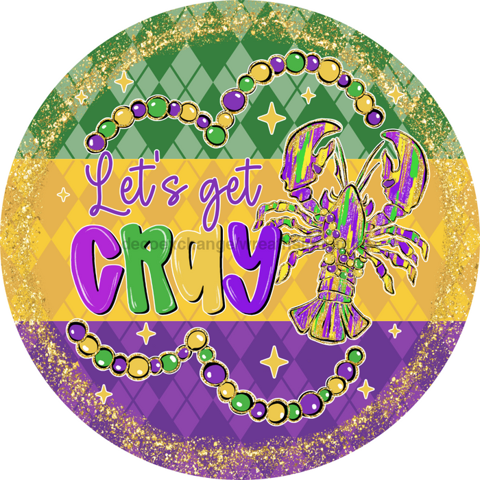 Mardi Gras Sign, DCO-13154, Sign For Wreath, 10" Metal Sign