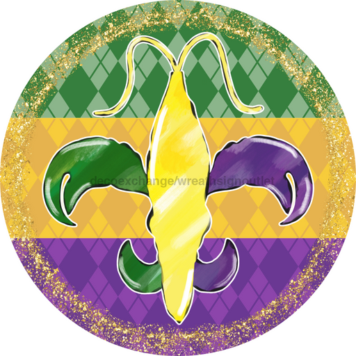 Mardi Gras Sign, DCO-13156-DH, Sign For Wreath, 18" Door Hanger