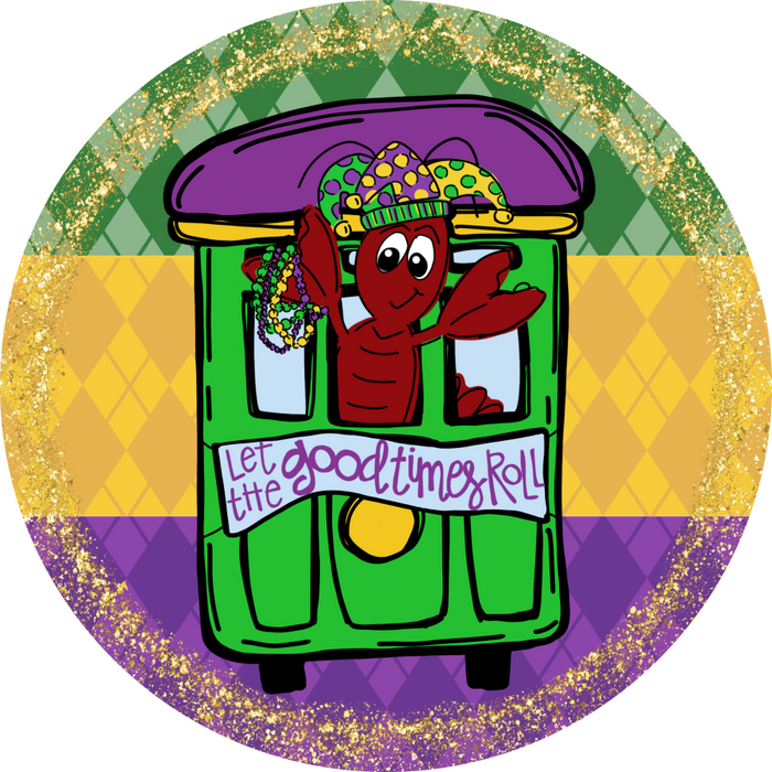 Mardi Gras Sign, DCO-13158-VINYL, Sign For Wreath, 10" Vinyl Round