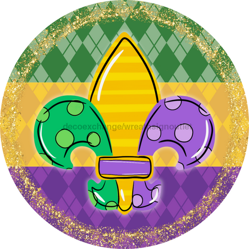 Mardi Gras Sign, DCO-13159-DH, Sign For Wreath, 18" Door Hanger