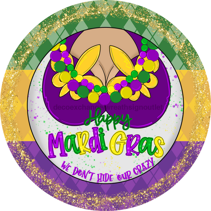 Mardi Gras Sign, DCO-13162, Sign For Wreath, 10" Metal Sign