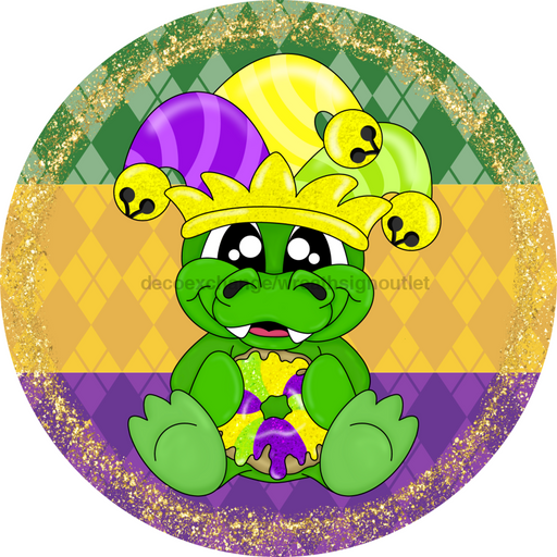 Mardi Gras Sign, DCO-13164-VINYL, Sign For Wreath, 10" Vinyl Round