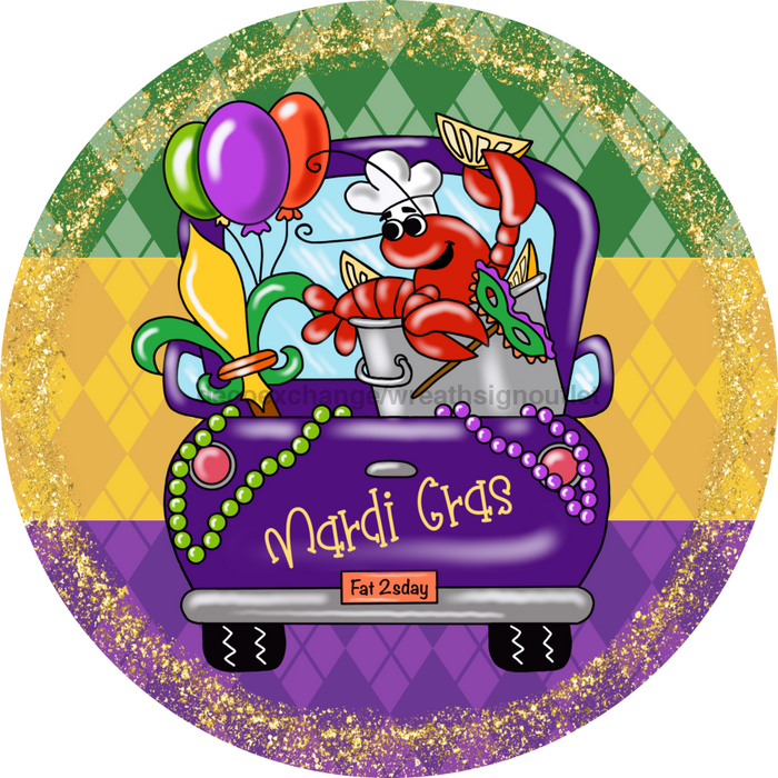 Mardi Gras Sign, DCO-13165-VINYL, Sign For Wreath, 10" Vinyl Round