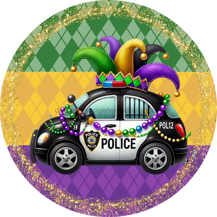 Mardi Gras Sign, DCO-13168-VINYL, Sign For Wreath, 10" Vinyl Round