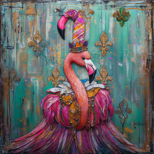 Mardi Gras Sign, Flamingo Sign, DCO-13053, Sign For Wreath, 10x10" Metal Sign