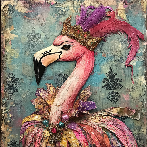 Mardi Gras Sign, Flamingo Sign, DCO-13054, Sign For Wreath, 10x10" Metal Sign