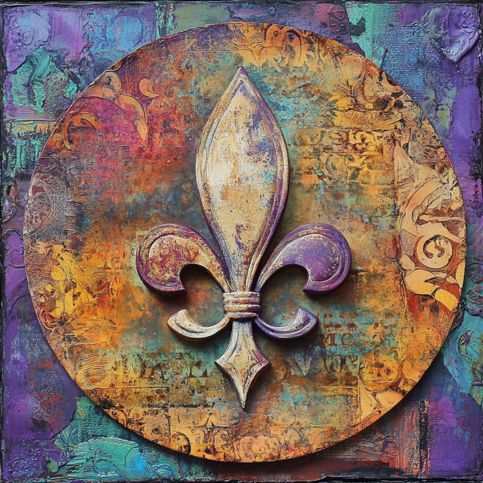 Mardi Gras Sign, Fleur De Lis Sign, DCO-13141, Sign For Wreath, 10x10" Metal Sign