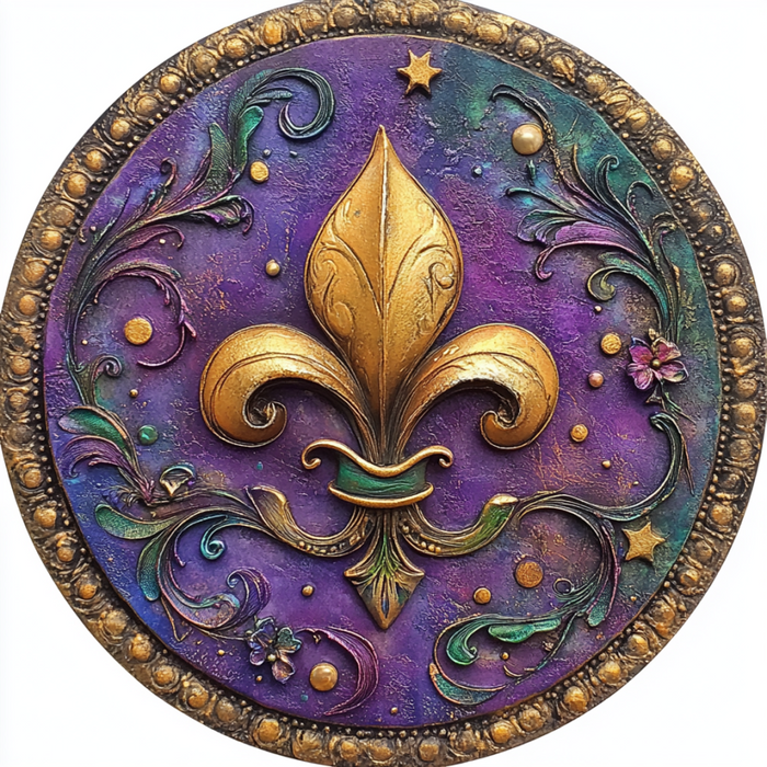 Mardi Gras Sign, Fleur De Lis Sign, DCO-13143, Sign For Wreath, 10" Metal Sign