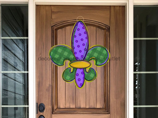 Mardi Gras Sign Fleur De Lis Sign Wood Decoe-W-204 22 Door Hanger