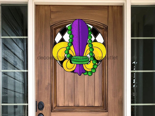 Mardi Gras Sign Fleur De Lis Wood Sign Pcd-W-075 22 Door Hanger