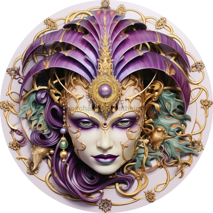 Mardi Gras Sign Jester Dco-00849 For Wreath 10 Round Metal