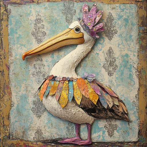 Mardi Gras Sign, Pelican Sign, DCO-13080, Sign For Wreath, 10x10" Metal Sign