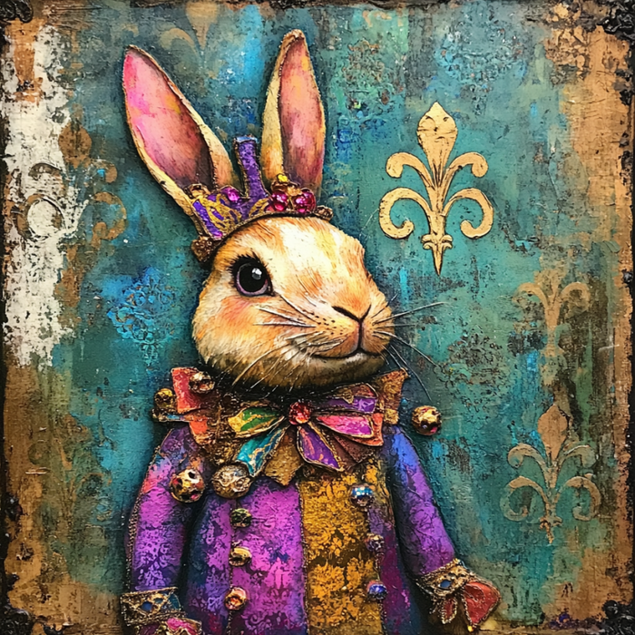 Mardi Gras Sign, Rabbit Sign, DCO-13081, Sign For Wreath, 10x10" Metal Sign