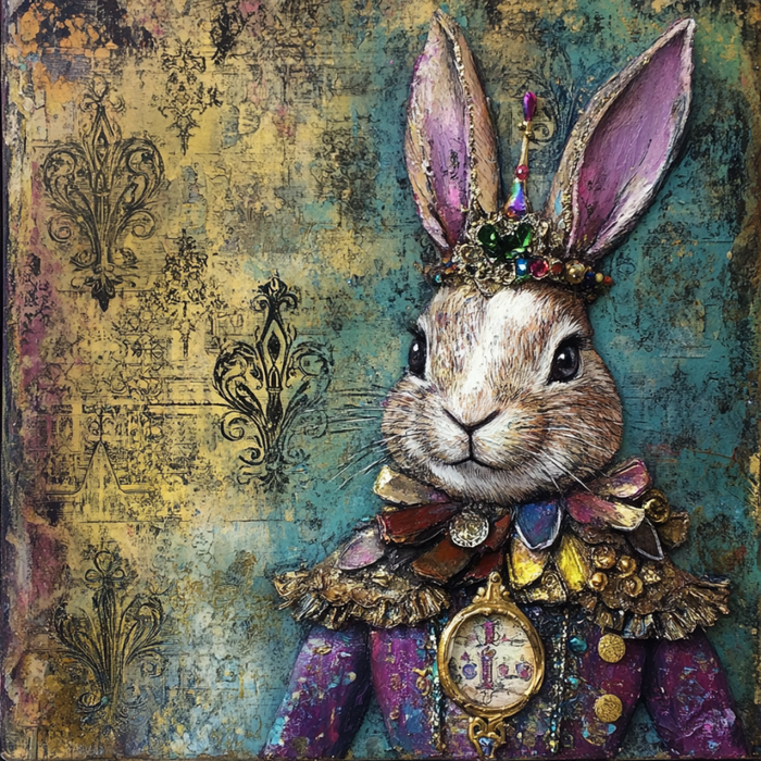 Mardi Gras Sign, Rabbit Sign, DCO-13085, Sign For Wreath, 10x10" Metal Sign