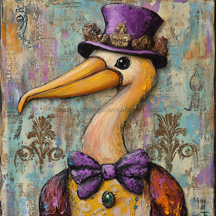 Mardi Gras Sign, Top Hat Sign, DCO-13107, Sign For Wreath, 10x10" Metal Sign