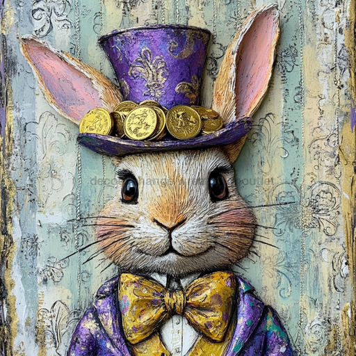 Mardi Gras Sign, Top Hat Sign, DCO-13116, Sign For Wreath, 10x10" Metal Sign