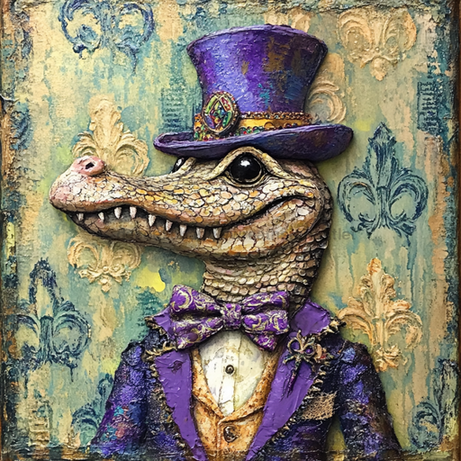 Mardi Gras Sign, Top Hat Sign, DCO-13118, Sign For Wreath, 10x10" Metal Sign