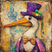 Mardi Gras Sign, Top Hat Sign, DCO-13123, Sign For Wreath, 10x10" Metal Sign