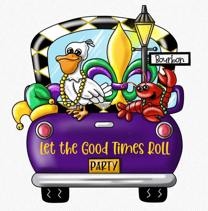 Mardi Gras Sign Truck Jester Louisiana Wood Sign Pcd-W-084-Dh 22’’ Door Hanger