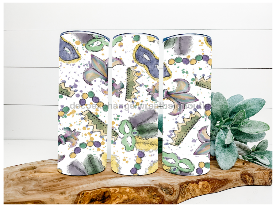 Mardi Gras Sketches Tumbler, 20 oz Skinny Tumbler DECOETUMBLER-128 - DecoExchange