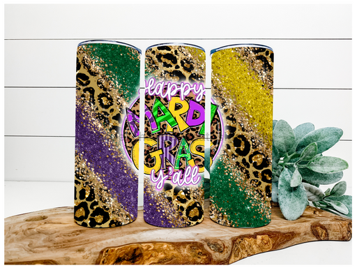 Mardi Gras Tumbler, 20 oz Skinny Tumbler DECOETUMBLER-118 - DecoExchange