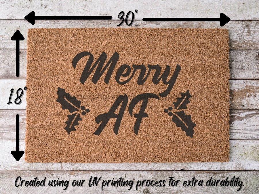 MERRY AF Doormat / Front Porch Decor / Christmas Doormat / 