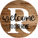 Monogram Sign Welcome To Our Home Personalized Wood Grain Decoe-4003 Round 18 R