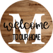 Monogram Sign Welcome To Our Home Personalized Wood Grain Decoe-4003 Round 18 M