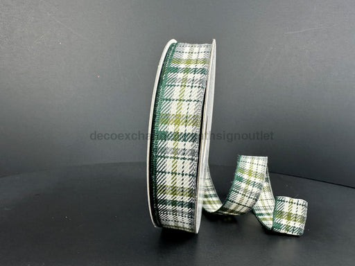 Moss-Hunter-Grey-Ivory Plaid 5/8’’X10Y 77456-03-08 Ribbon
