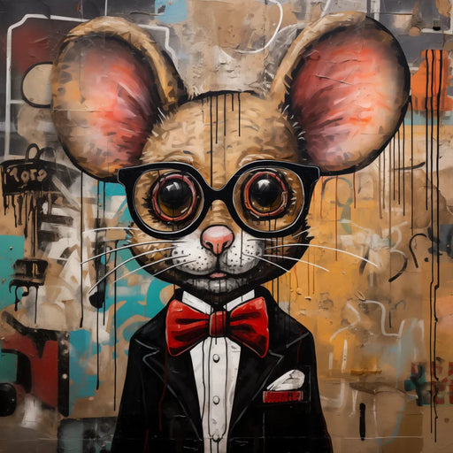 Mouse With Glasses Sign Funny Animal Wall Art Dco-01163 For Wreath 10X10 Metal
