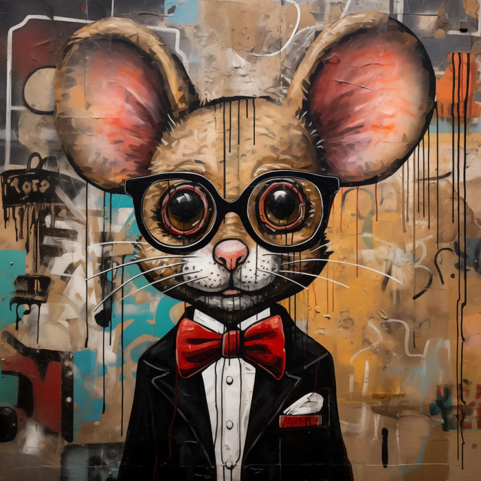 Mouse With Glasses Sign Funny Animal Wall Art Dco-01163 For Wreath 10X10 Metal