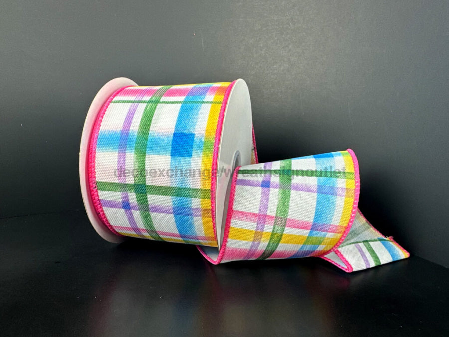 Multi Watercolor Tuttola Plaid 2.5’’X10Y 41545-40-01 Ribbon